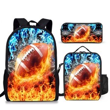 3PCS Football Backpack Set for Boys Lightweight Large Backpack with Lunch Box...