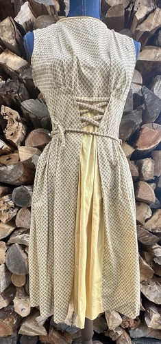 Vintage 50s Handmade Cotton Dress Yellow Print Full Skirt Size Small Beautiful! - Bild 7 von 16