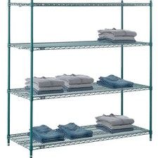 Nexel 5 Tier Wire Shelving Starter Unit 54"W x 18"D x 63"H Green Epoxy Finish