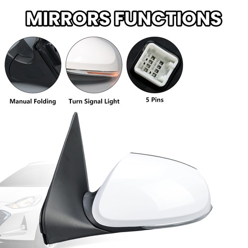 White Side Mirror Pair 5-Wire for Hyundai i10 2020-2023 Left and Right - Picture 4 of 19
