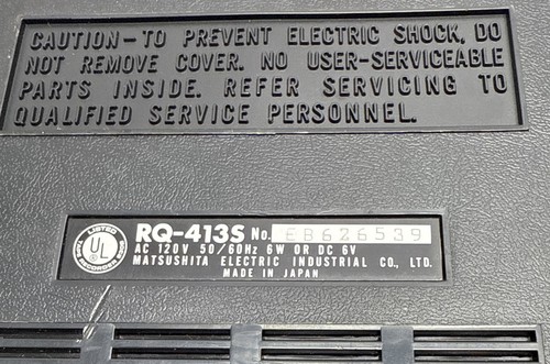 *Parts* Vintage Panasonic Cassette Tape Recorder Model RQ-413S Please Read ๐ - Picture 9 of 9
