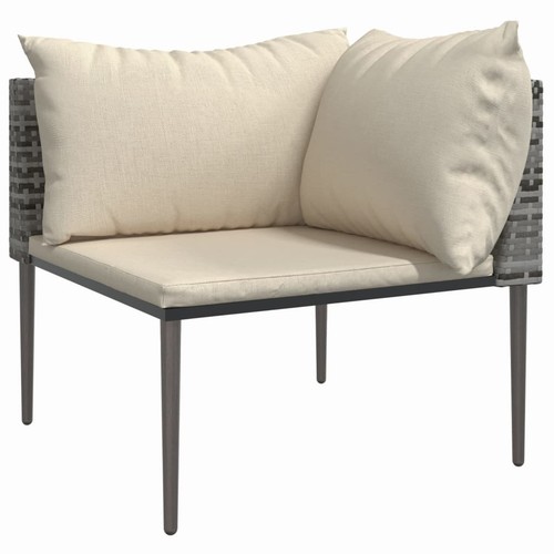 Garden Lounge Set Gray PE rattan, steel, polyester Medium Modular vidaXL - Picture 4 of 11