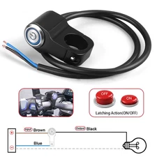 7/8" Motorcycle Blue LED Handlebar Headlight Fog Spot Light ON OFF Switch Button