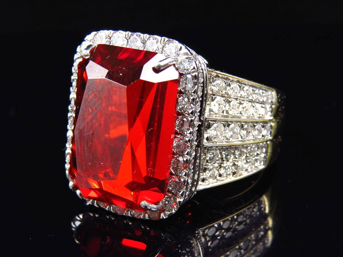 10K Yellow Gold Genuine Diamond Royal Lab created Ruby