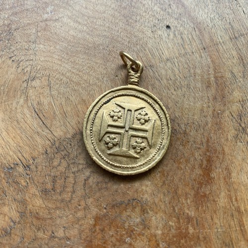 Jesus Medal Orthodox Icon Brass Color Nice Patina Greek or Russian - Picture 2 of 3