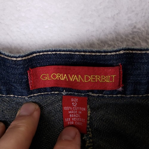 Vintage Gloria Vanderbilt Denim Skirt Grommet Lace Up Sz 12 Blue Y2K - Picture 6 of 7