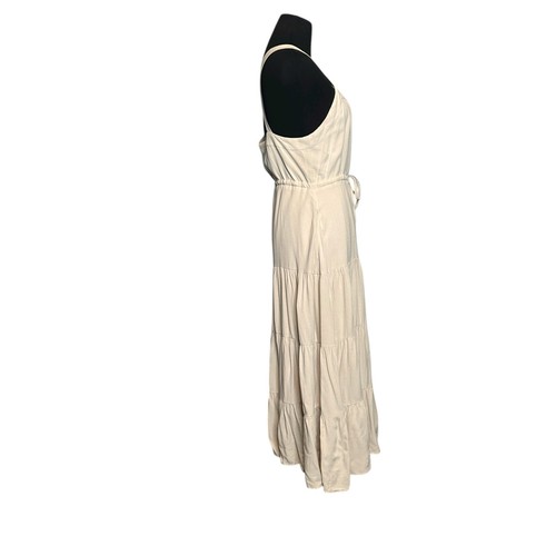 Lulus beige linen sleeveless tiered midi dress size small - Picture 7 of 10