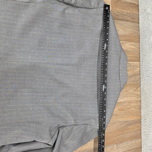Haggar Suit Set Mens 46 L Gray Clifton Stripe Pleated Cuff Pants 40x32 New - Picture 12 of 21