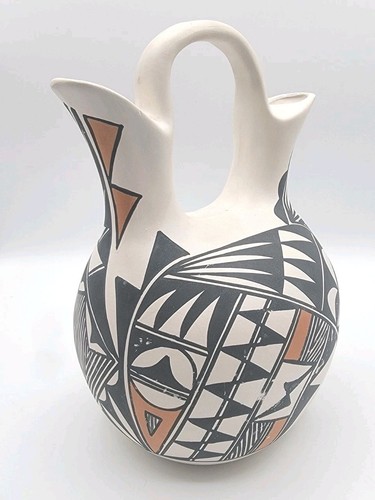 Traditional Acoma Pueblo Native Pottery WEDDING VASE - VINTAGE - 10" - Picture 10 of 16