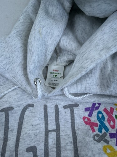 “Fight Cancer" Sz XL Grey Hoodie Sweatshirt Adult - Picture 3 of 4