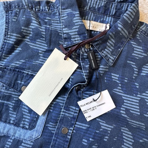 NWT Stella McCartney Boy’s Button Up Samuel Camo Blue Print Sleeve Sz 8 - Picture 6 of 12