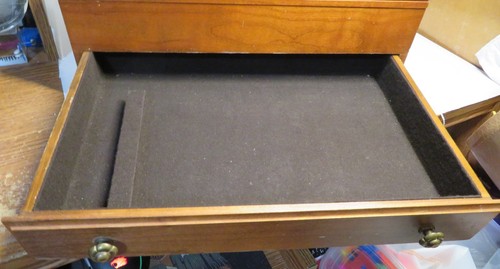 Vintage Anlaufgeschützt Holz Silberbesteck Besteck Aufbewahrungstruhe Box mit Schublade Holz - Bild 13 von 16