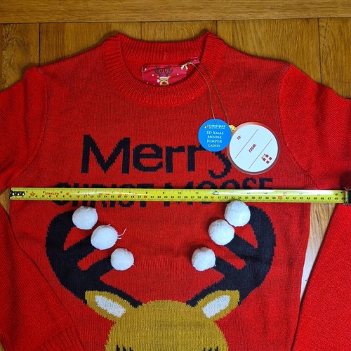 The Christmas Workshop 'Merry Christ-moose' Women's Jumper Red Size L - Picture 2 of 7