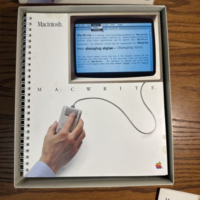 VTG RARE 1984 Macintosh 128K M0001 MacWrite MacPaint BOX Set! 1st