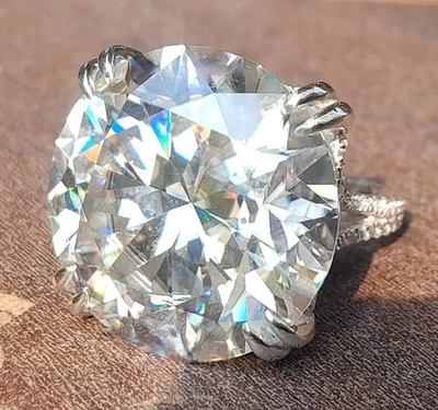 #ad #ad Rare amp; Huge 40 Ct Certified Round White Diamond Cocktail Ring. 925 Silver $498.01