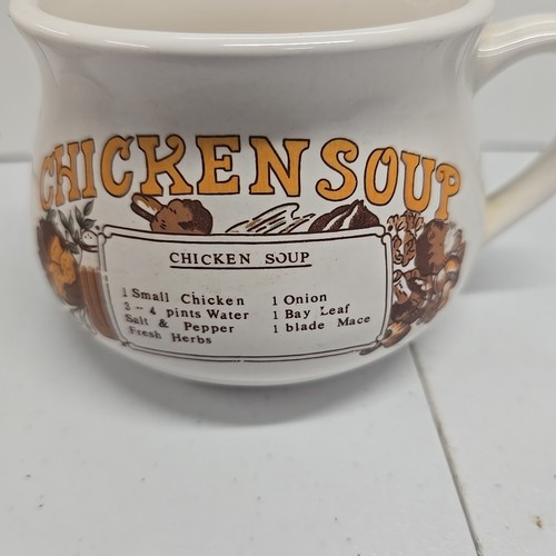 (2) Vintage Soup Recipe Mug Coffee Tea 1970’s 16 Oz Tomato Chicken - Picture 6 of 8