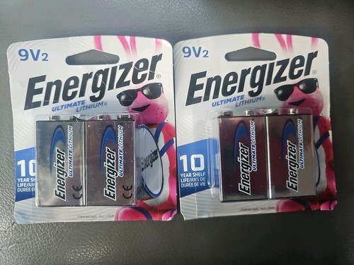 Vier (4) Energizer 9 V Ultimate Lithium-Batterien (zwei Packungen mit 2) Ablaufdatum 12/2035