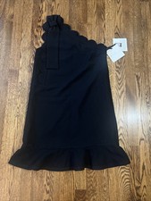 NWT VICTORIA BECKHAM FOR TARGET BLACK ONE SHOULDER SCALLOP TRIM DRESS size S