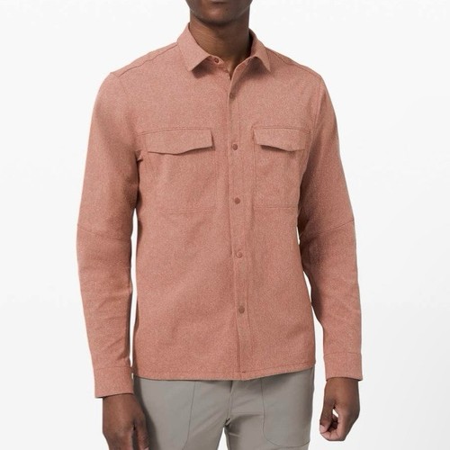 Lululemon Airing Easy Overshirt Heathered Dark Terracotta Mens Size XL - Imagen 2 de 12