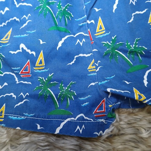 Salopette pantaloncino bambino vintage anni 80 3T made in Hong Kong blu barca a vela palma - Foto 2 di 11