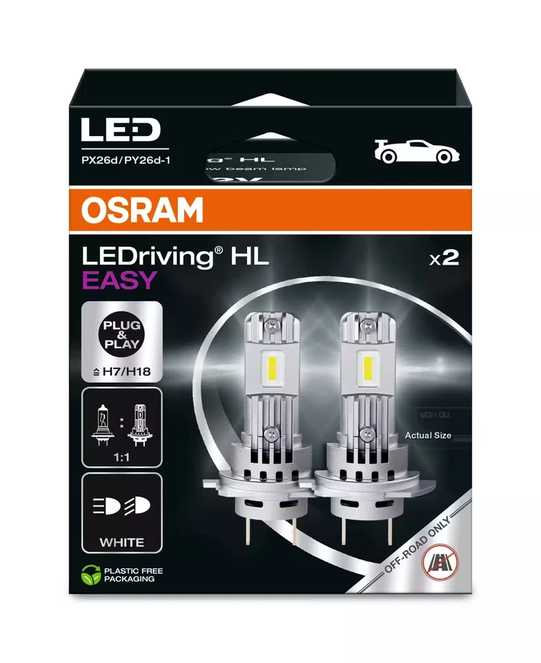 OSRAM LEDriving HL EASY Bulbs H7 / H18 (Twin Pack) (64210DWESY-2HB) - Image 2 of 4