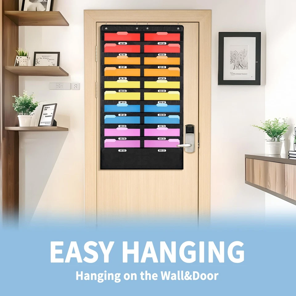20 Pockets Hanging Wall File Organizer, Black Storage Pocket Chart for File F... - Image 4 of 4