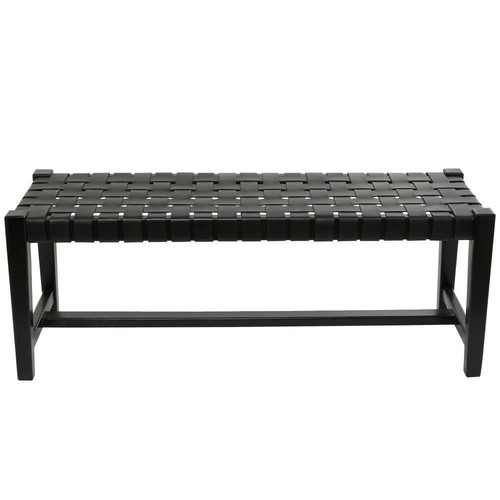 Black Handmade Woven Seat Bench 17 in. X 47 in. X 18 in. - Picture 8 of 9