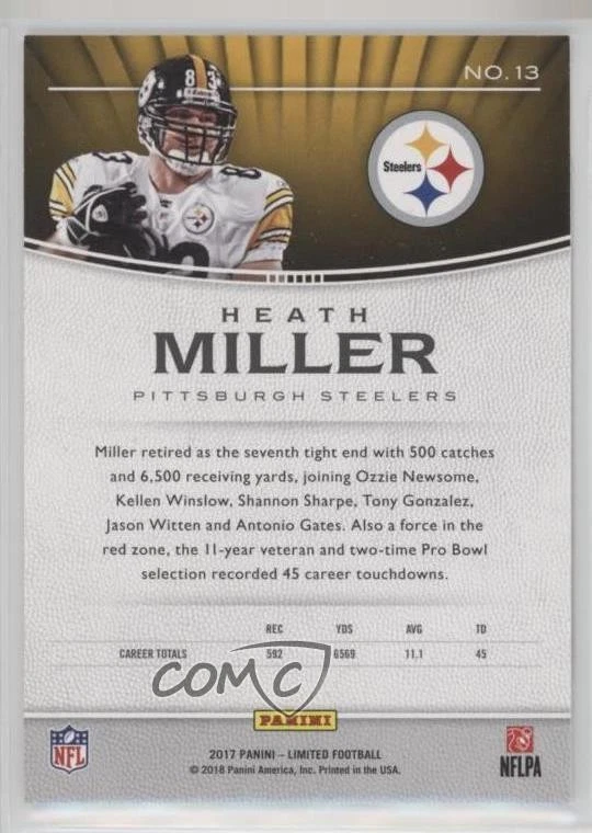 2017 Panini Limited Spotlight Silver /99 Heath Miller #13 - Image 2 of 2