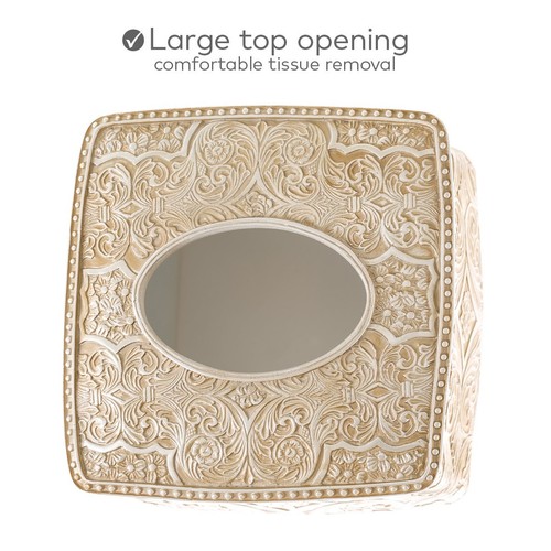 Victoria Tissue Box Cover Square – Beige Tissue Holder for Bathroom - Decorat... - Picture 3 of 6