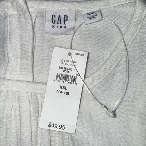 Abito Gap bambino in cotone a strati con volant XXL 14-16 bianco leggero casual estivo - Foto 3 di 4