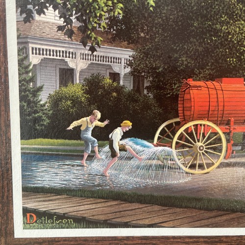 Vintage P. Detlefsen Kunstdruck Litho, Druck auf Holz Happy Days 16"x12" - Bild 7 von 11