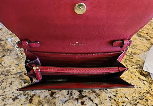 Borsa a tracolla Kate Spade Darcy Red Sangria Chain portafoglio nuova con etichetta - Foto 6 di 6