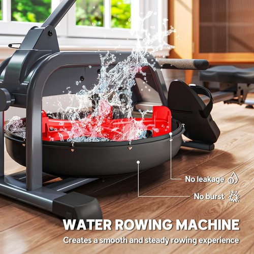 Water Rowing Machine 6-Level Resistance LCD Rower Vertical Storage Home 135KG - Picture 3 of 11