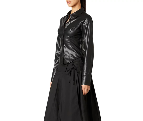 NIA Brielle Faux Leather Shirt  MSRP $88 - Photo 2/5