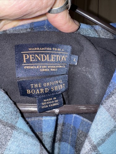 Pendleton Original Board Shirt Blue Mens Large Surf Plaid Beach Boys Virgin Wool - Picture 3 of 6