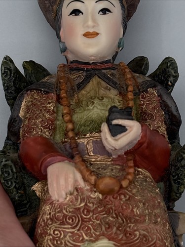 Chinesischer Kaiser und Kaiserin Statuen Harz 8,5" auf Holzsockel - Bild 13 von 18