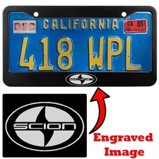 Engraved Black License Plate Frame - Scion Logo #4