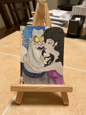 ACEO Original Mixed Media Painting Art Card ATC Character Portrait Hades Eris 1