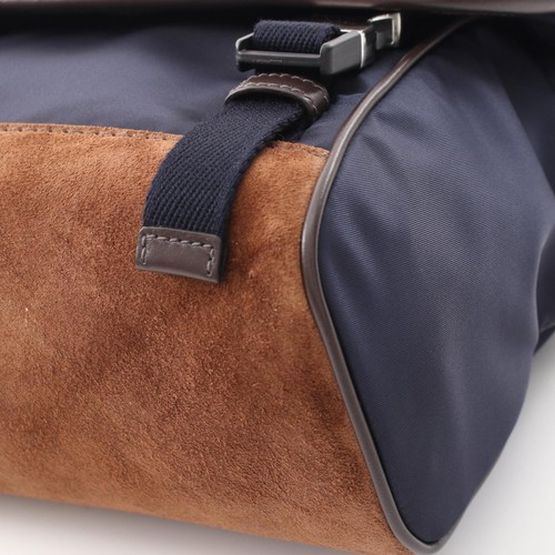 PRADA TESSUTO + CAMOSCIO Schultertasche Nylon Leder Wildleder Herren Navy Braun 2VD06 - Bild 8 von 12