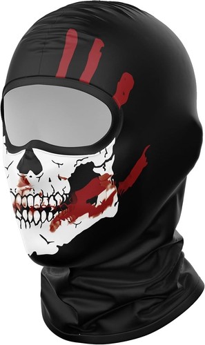 Skull Bloody Hand Print Balaclava Mask Hood Cosplay Halloween Killer Skeleton !! - Picture 11 of 13