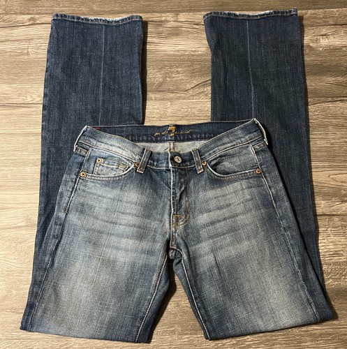 7 for all mankind Women’s Boot Cut Low Rise Medium Wash USA Jeans SZ 27 (28x34) - Picture 2 of 11