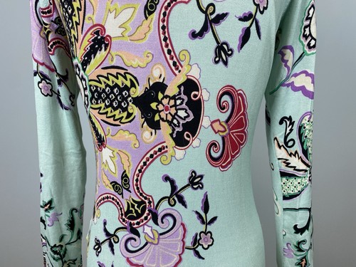 ETRO Milano Damen Pullover Seidenpullover mehrfarbig Blumen Langarm Größe 44 - Bild 14 von 17