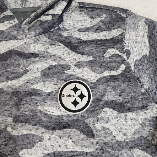 Pittsburgh Steelers Antigua Metallic Logo Pullover Hoodie Gray Camo Large #1365 - Picture 3 of 15