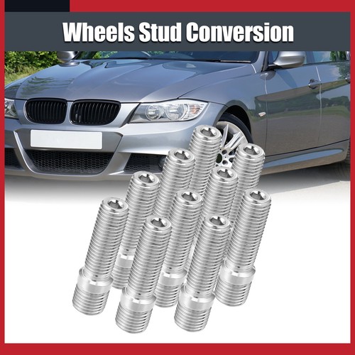 Pack of 10 For Audi TT 1999-2022 M14x1.5 to M12x1.5 50mm Wheel Stud Silver Tone - Picture 2 of 6