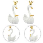 2pcs Cute Swan Figurines Resin Birthday Cupcake Toppers Miniature Swan Statues