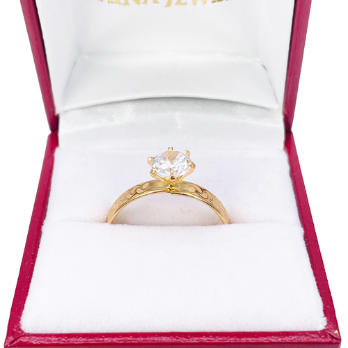 22 kt Gold Solitär Ring gemustert Schulter 6 Krallen 7,7 mm Breite - Bild 4 von 8