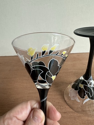Vasos Martini Luminarc Domino Anais Vintage Años 80 Estampado Floral Tallo Negro - Imagen 13 de 14