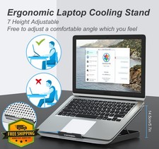 ICE COOREL Laptop Cooling Pad 12-15.6" Silver 7 Height USB Fan Cooler