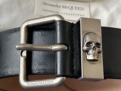 Brand new Alexander McQueen Mens Skull loop leather belt sz 40/100 - Picture 2 of 8