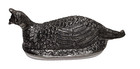 Pottery Barn Quail Covered Butter Dish PEWTER/CERAMIC Tray